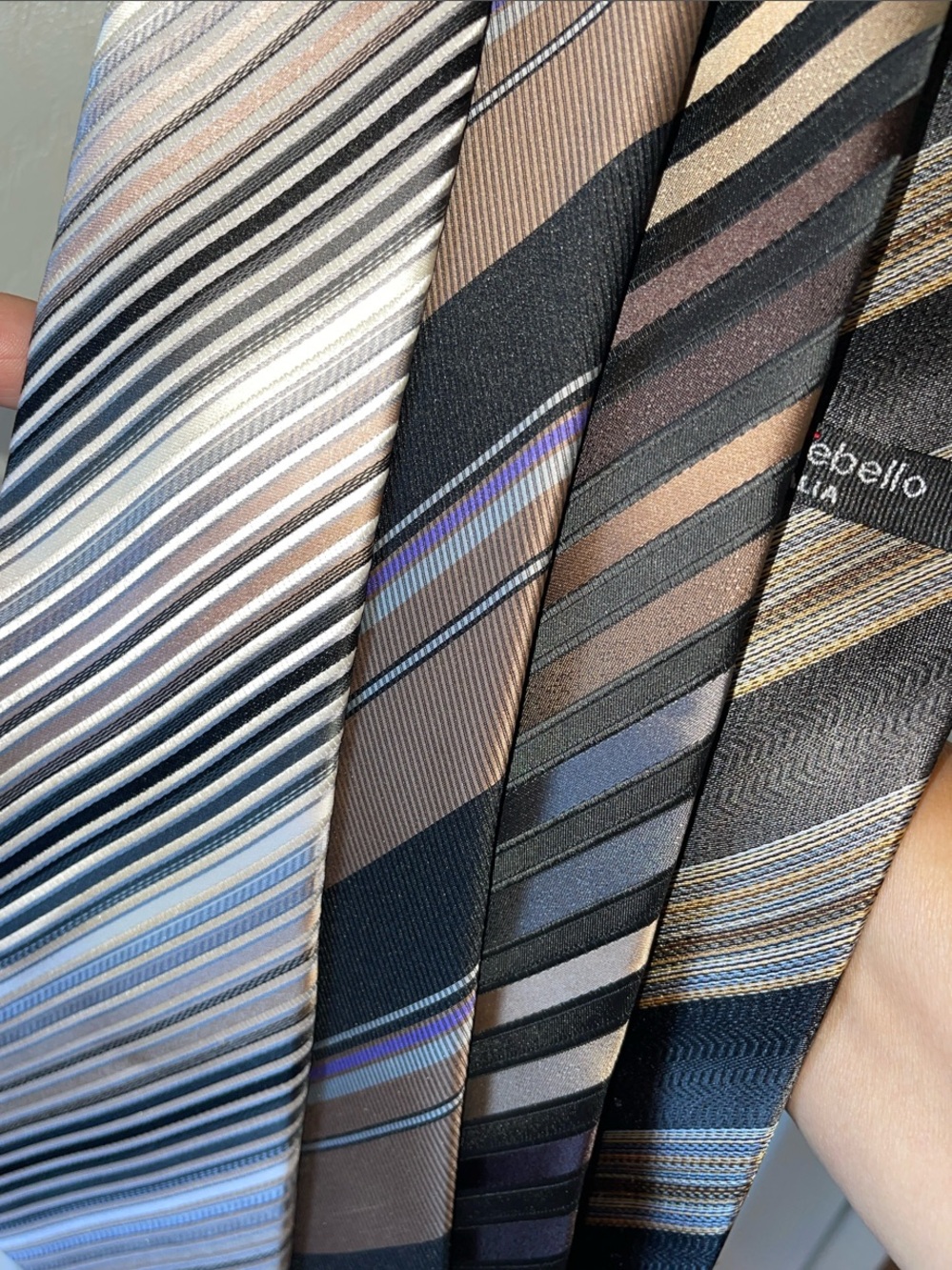 Dior Montebello & Herman Men's Diagonal Stripe Ties Brown Purple Blk Gray Cream - Picture 4 of 4